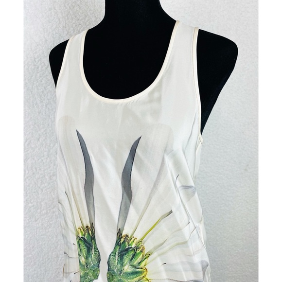 TIBI • White Silk Floral Racerback Tank Top, 0 - Picture 10 of 15